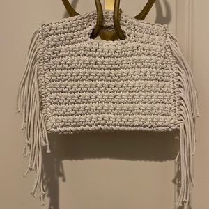 Fringe macramé handbag